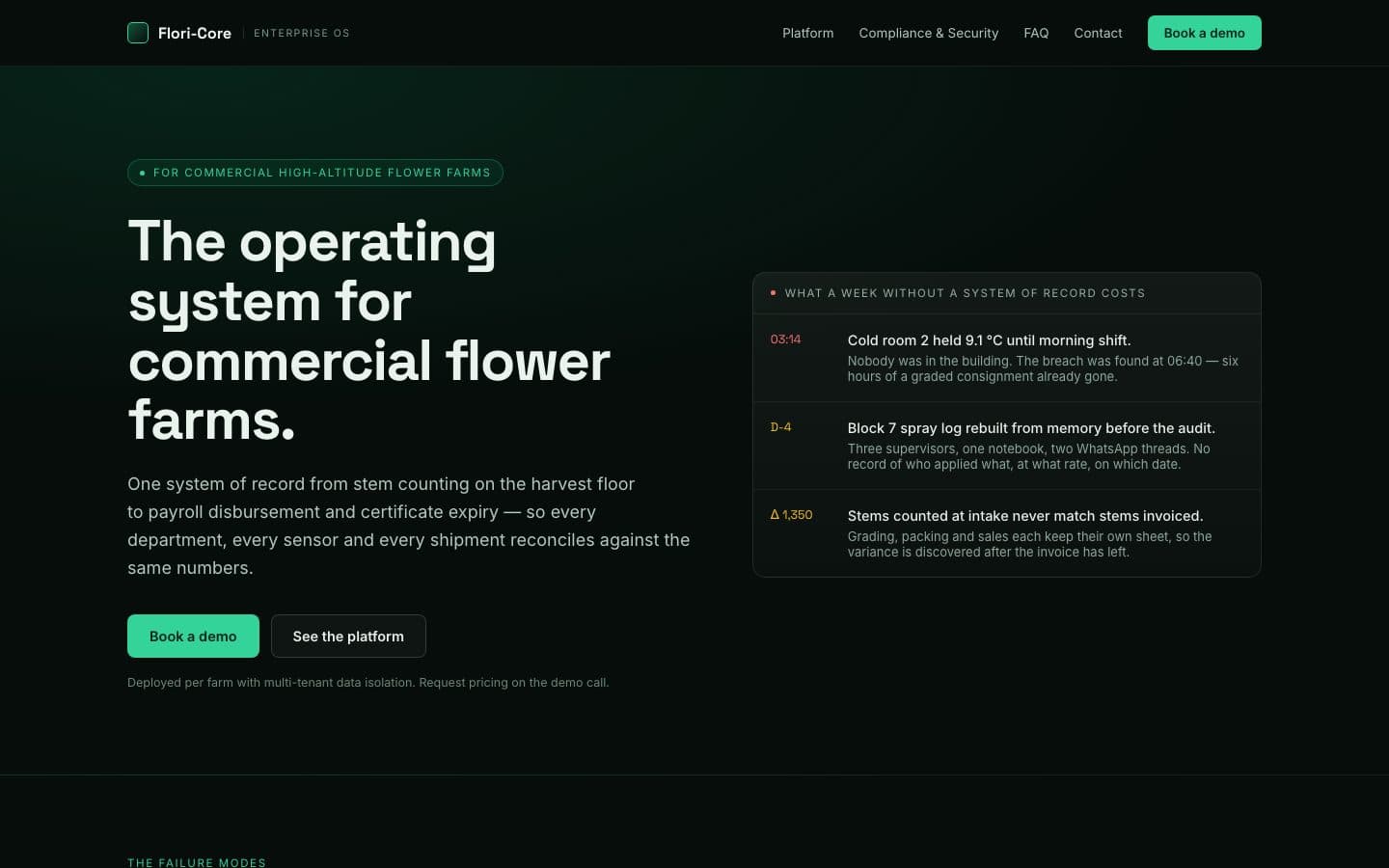 Flori-Core Marketing Site preview