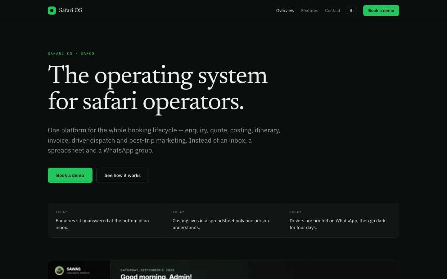 Safari OS Marketing Site preview